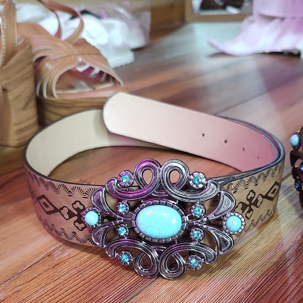 Turquoise Embellished Western Belt
